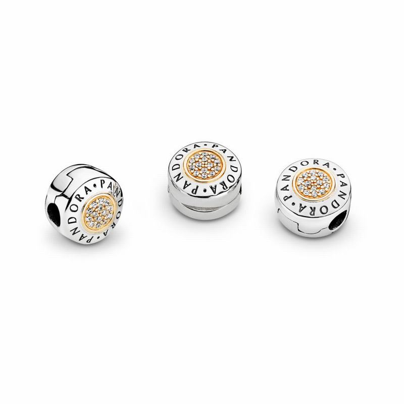 Pandora Signature Clip Charm Europe - Two Tone/Cubic Zirconia - 953016HZI